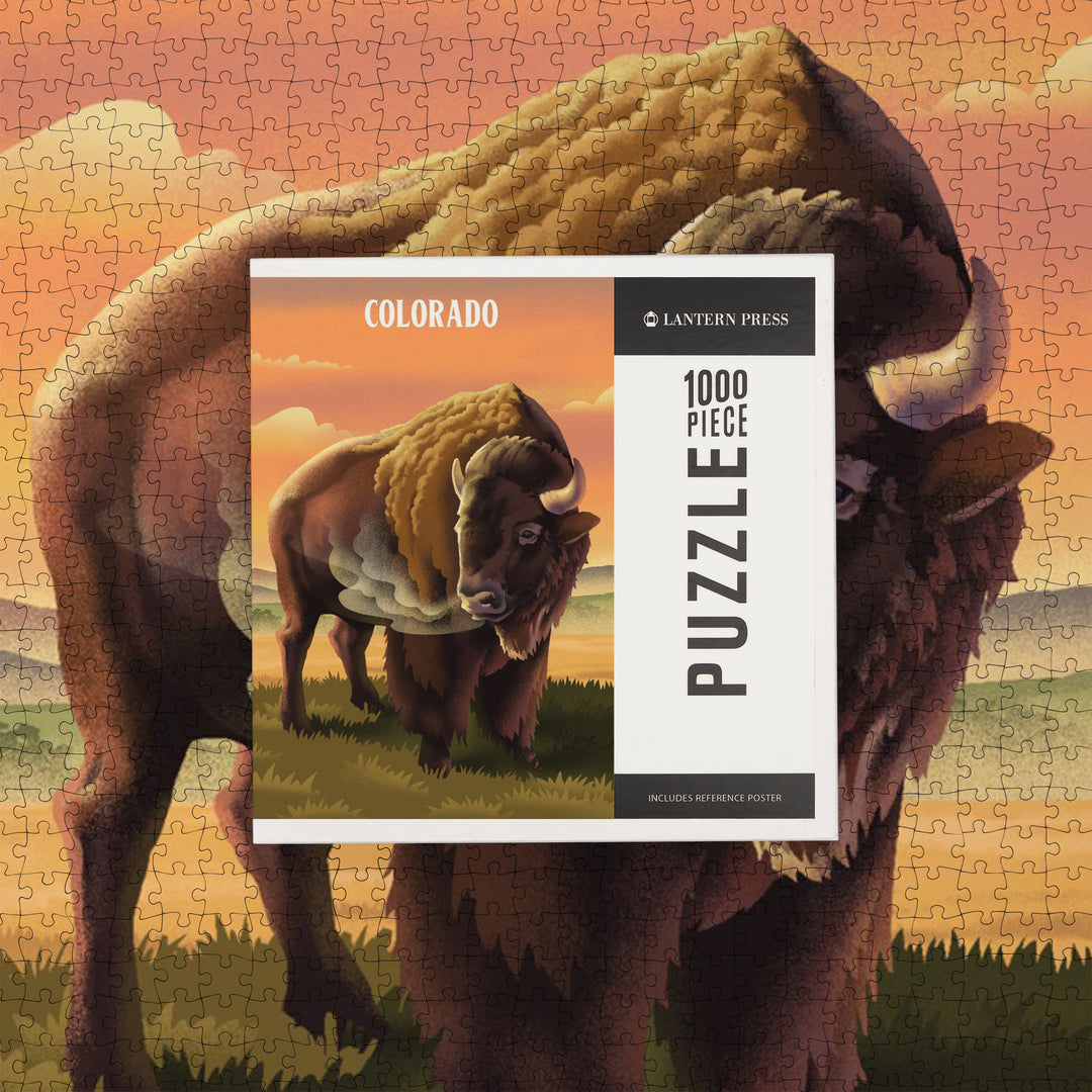 Colorado, Lithograph Wildlife Series, Bison, Jigsaw Puzzle