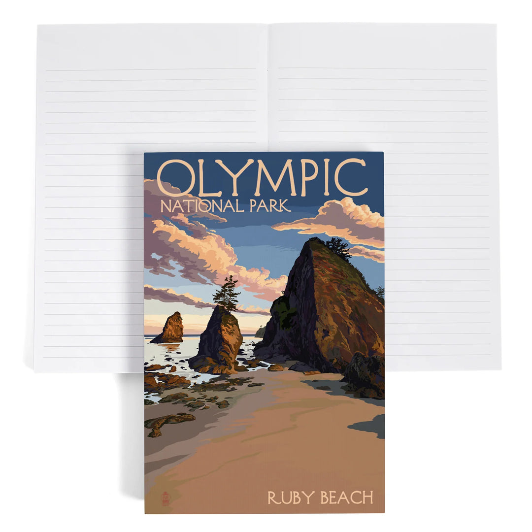 Lined 6x9 Journal, Olympic National Park, Washington, Ruby Beach, Lay Flat, 193 Pages, FSC paper