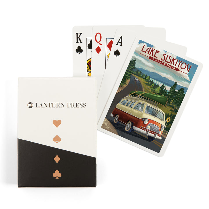 Playing Cards, Lake Siskiyou, California, Camper Van, 52 Card Deck with Jokers in Box, Unique Art