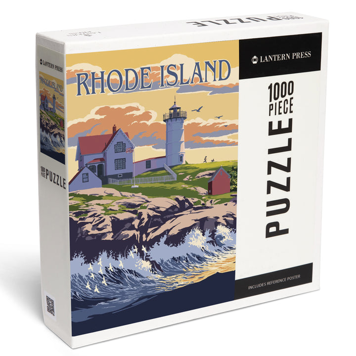 Rhode Island, Painterly, Lighthouse, 1000 Piece Jigsaw Puzzle