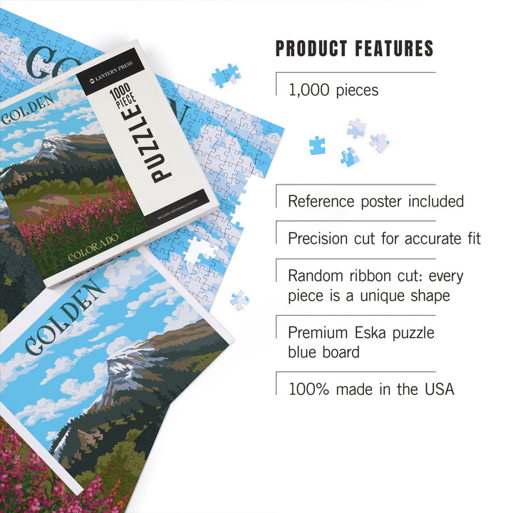 Golden, Colorado, Fireweed and Mountain, 1000 Piece Jigsaw Puzzle