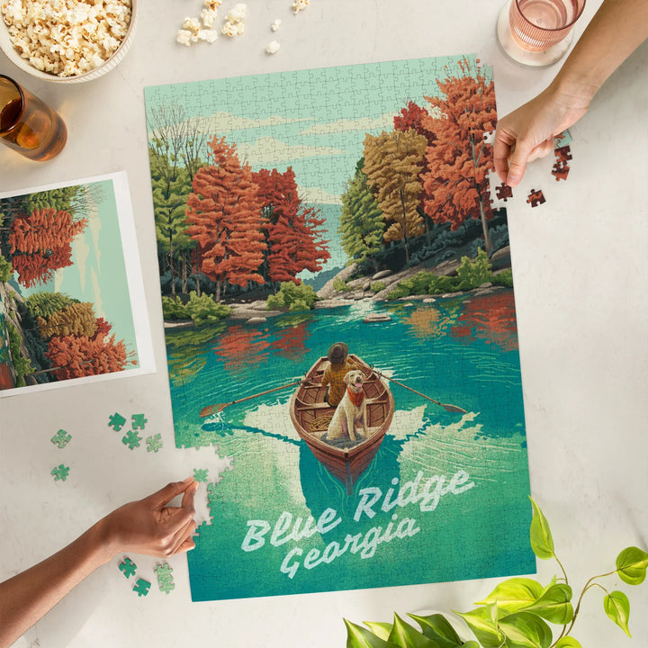 Blue Ridge, Georgia, Quiet Explorer, Boating, Fall Colors, 1000 Piece Jigsaw Puzzle