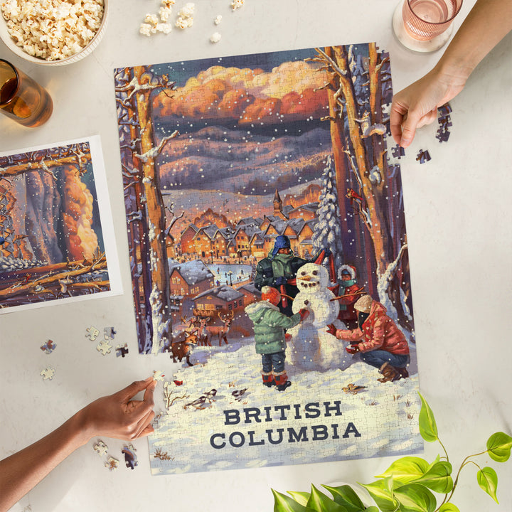 British Columbia, Merry and Bright, Vintage Snowman, Jigsaw Puzzle