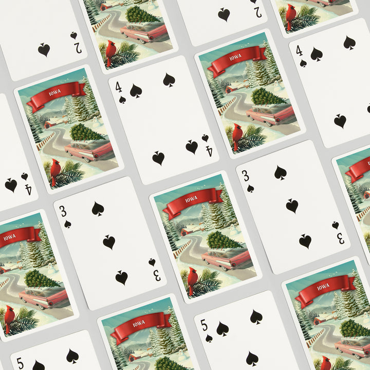 Playing Cards, Iowa, Holiday Tradition, 52 Card Deck with Jokers in Box, Unique Art