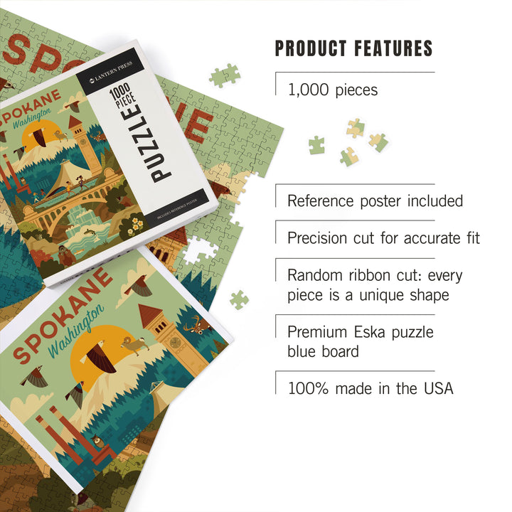 Spokane, Washington, Geometric, 1000 Piece Jigsaw Puzzle