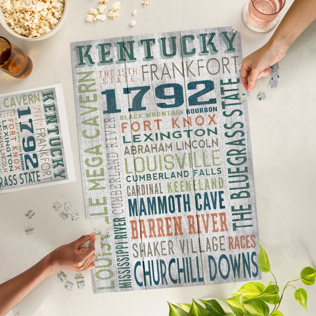Kentucky, Rustic Typography, 1000 Piece Jigsaw Puzzle