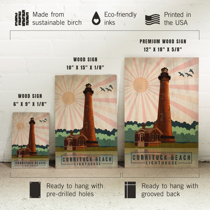 Outer Banks, North Carolina, Currituck Beach Lighthouse, Geometric Opacity, Lantern Press, Wood Signs and Postcards