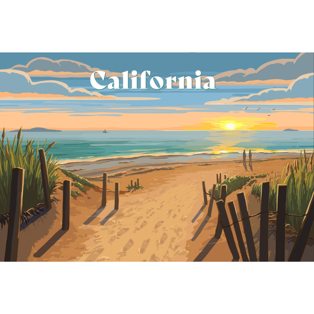 California, Painterly, Sand Soul Sun, Beach Path, Stretched Canvas
