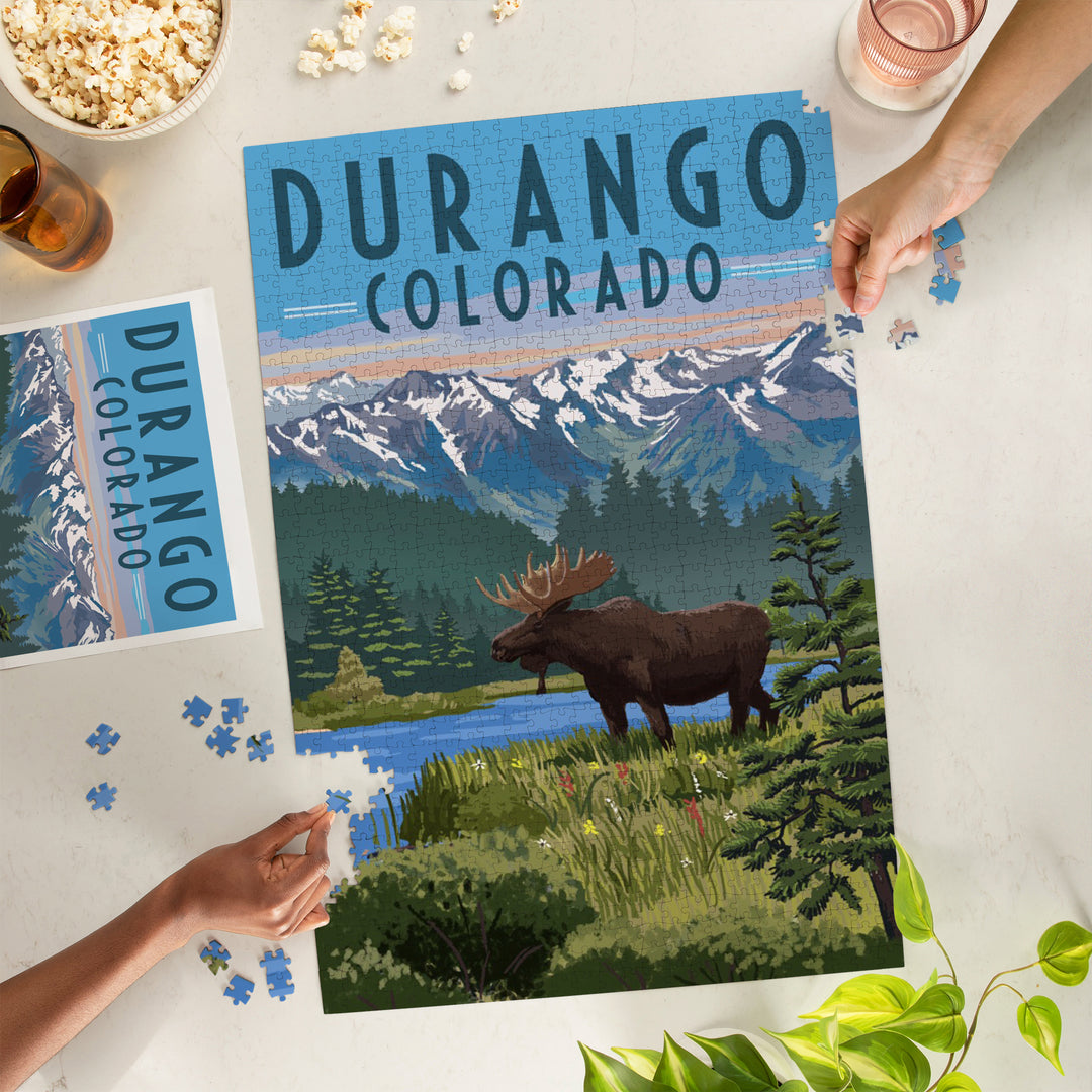 Durango, Colorado, Painterly, Moose, Summer Scene, 1000 Piece Jigsaw Puzzle