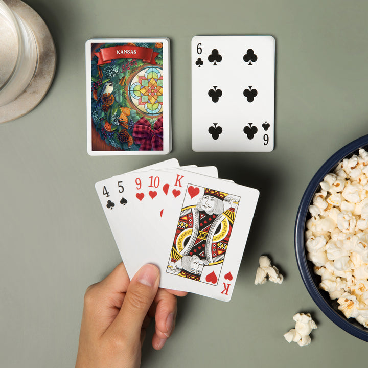 Playing Cards, Kansas, Front Door with Wreath, 52 Card Deck with Jokers in Box, Unique Art
