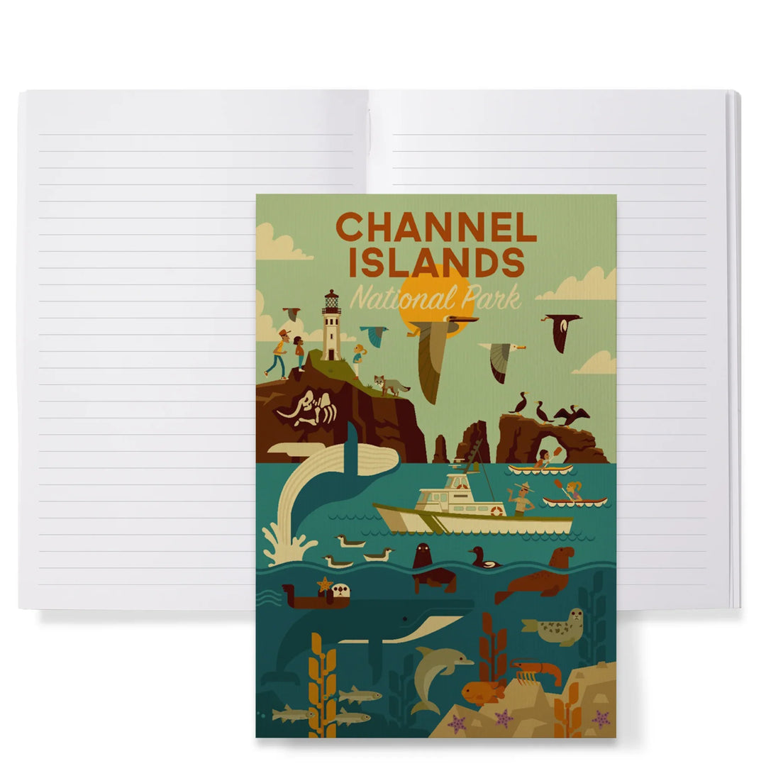 Lined 6x9 Journal, Channel Islands National Park, California, Geometric National Park Series, Lay Flat, 193 Pages, FSC paper