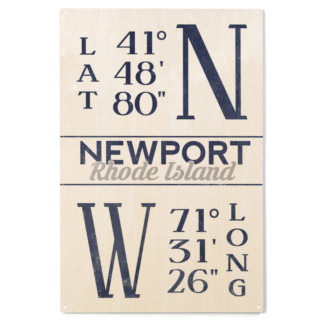 Newport, Rhode Island, Latitude and Longitude, Wood Sign and Postcards