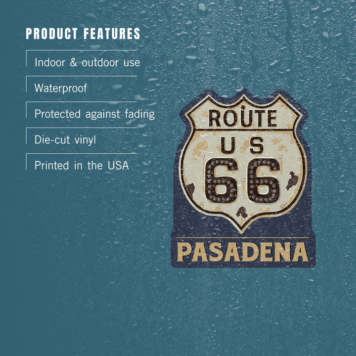 Pasadena, California, Route 66 Letterpress, Contour, Vinyl Sticker