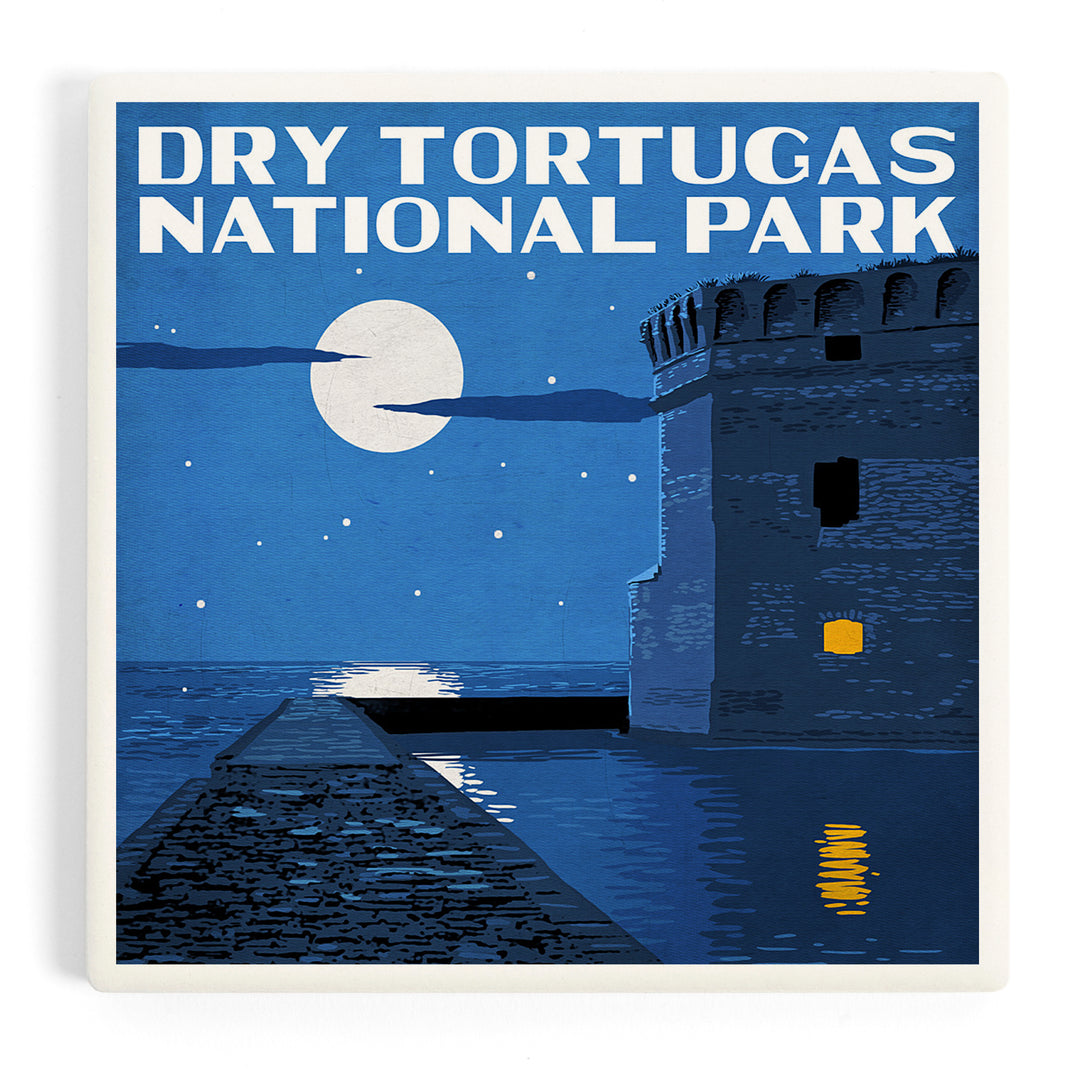 Dry Tortugas National Park, Florida, Night Scene, Painterly Series, Coasters