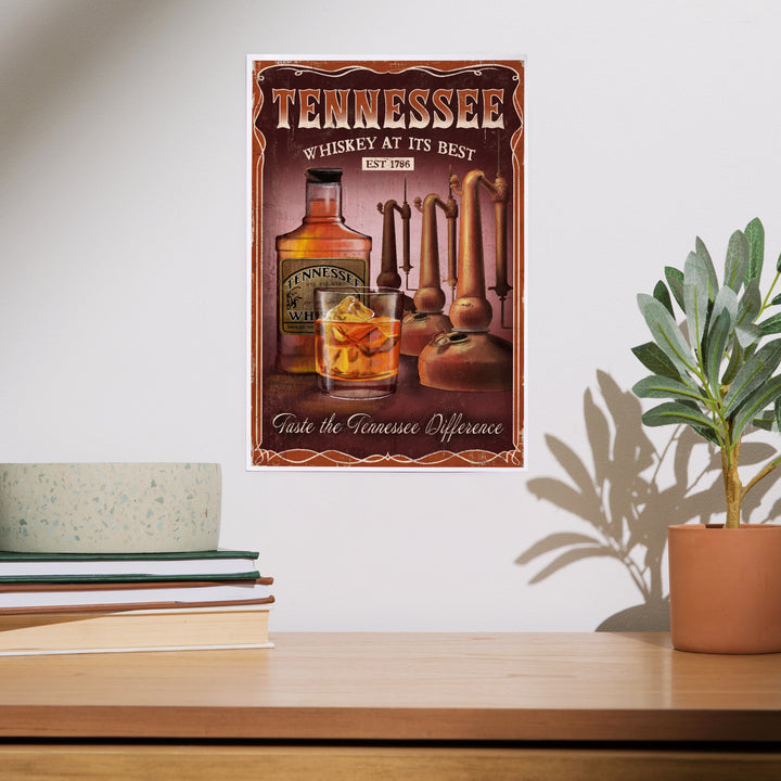 Tennessee, Whiskey Vintage Sign, Art & Giclee Prints