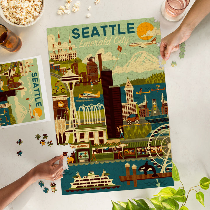 Seattle, Washington, Geometric, 1000 Piece Jigsaw Puzzle