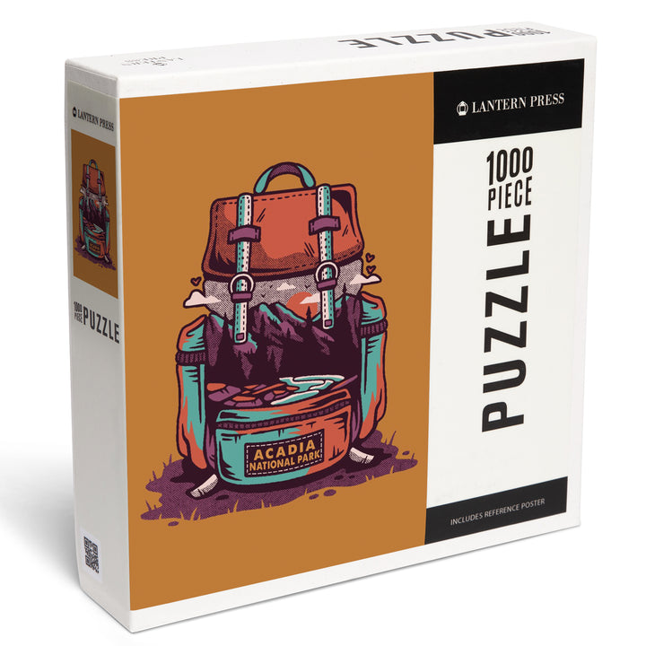 Acadia National Park, Maine, Backpack, Wander More, Distressed Vector, Jigsaw Puzzle