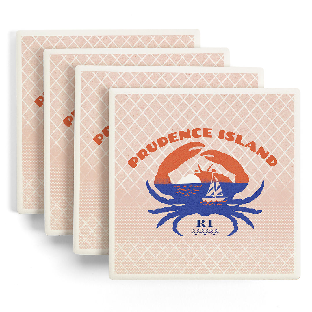 Prudence Island, Rhode Island, Dockside Collection, Crab, Coaster Set