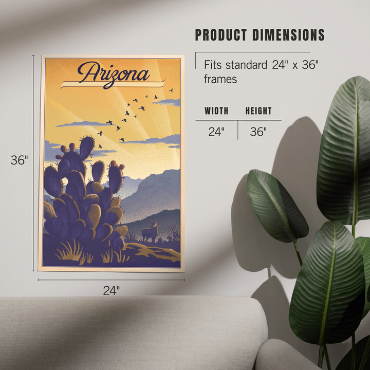 Arizona, Cactus and Desert Scene, Lithograph, Art & Giclee Prints