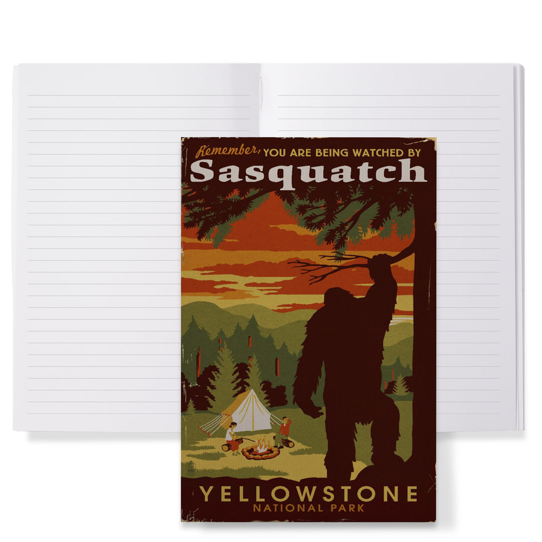 Lined 6x9 Journal, Yellowstone National Park, You Are Being Watched By Sasquatch, Lay Flat, 193 Pages, FSC paper