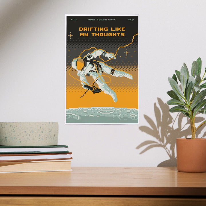 8-Bit Space Collection, Astronaut, Drifting Like My Thoughts, Art & Giclee Prints Art Lantern Press 