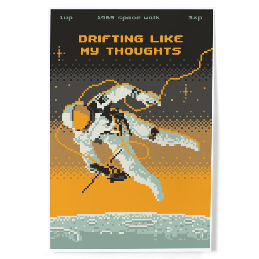 8-Bit Space Collection, Astronaut, Drifting Like My Thoughts, Art & Giclee Prints Art Lantern Press 