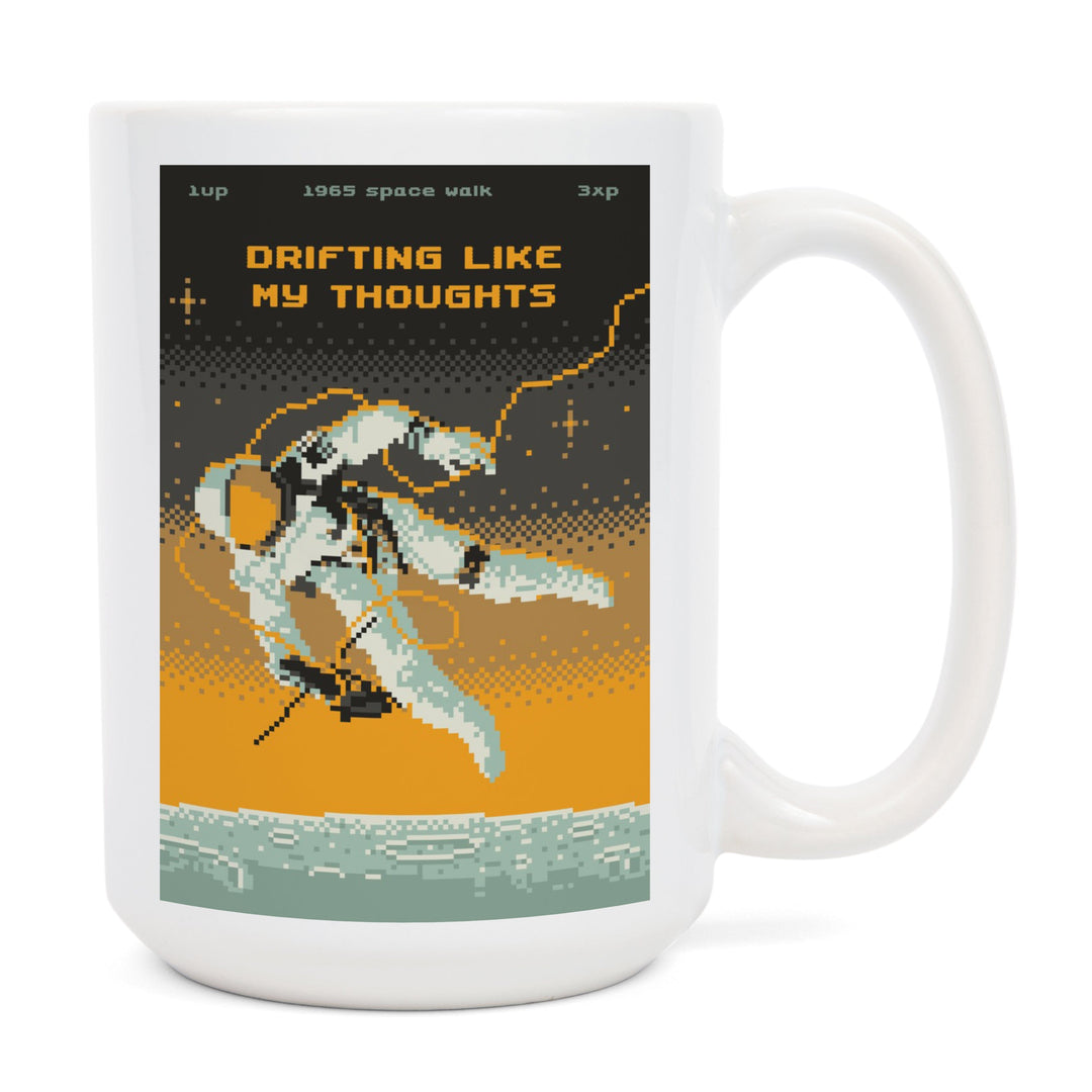 8-Bit Space Collection, Astronaut, Drifting Like My Thoughts, Ceramic Mug Mugs Lantern Press 