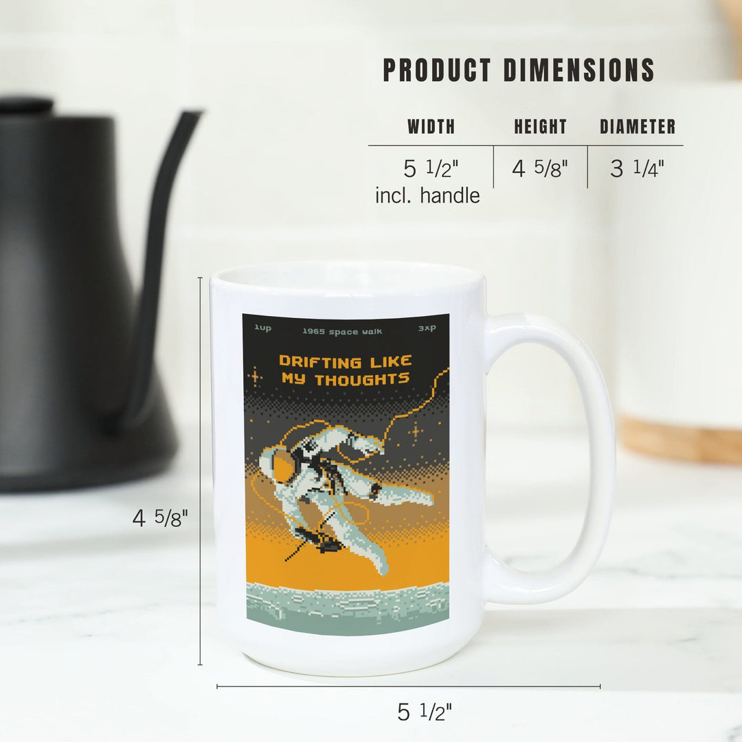 8-Bit Space Collection, Astronaut, Drifting Like My Thoughts, Ceramic Mug Mugs Lantern Press 
