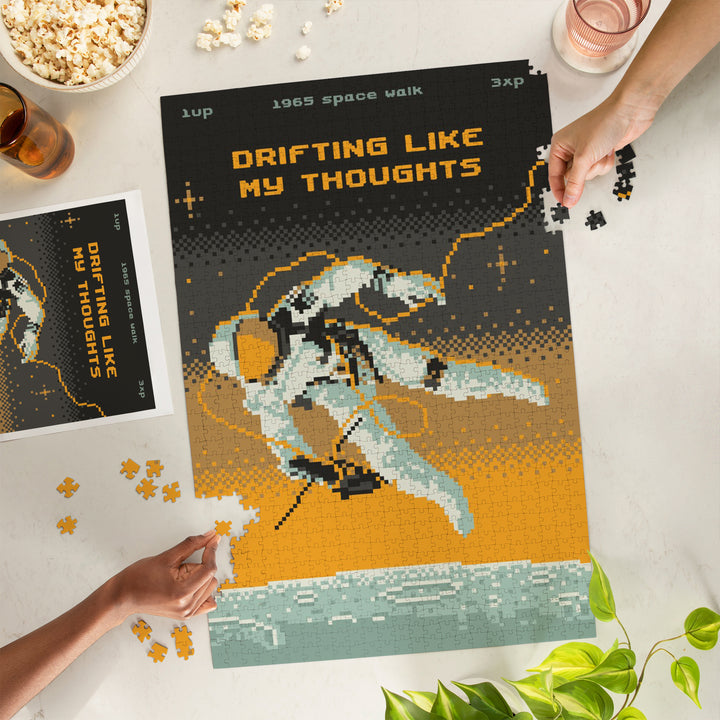 8-Bit Space Collection, Astronaut, Drifting Like My Thoughts, Jigsaw Puzzle Puzzle Lantern Press 