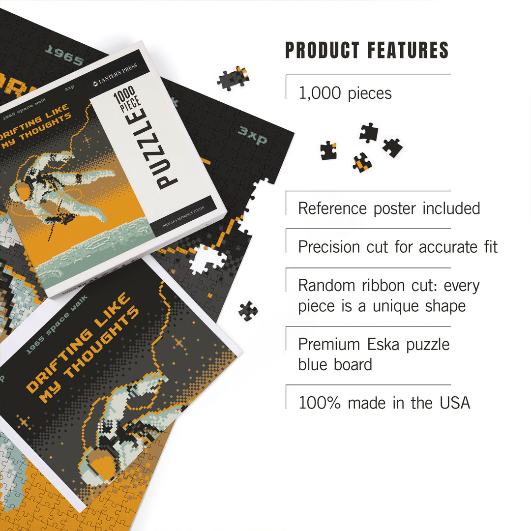8-Bit Space Collection, Astronaut, Drifting Like My Thoughts, Jigsaw Puzzle Puzzle Lantern Press 