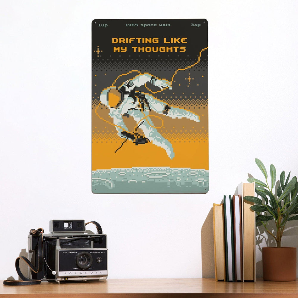 8-Bit Space Collection, Astronaut, Drifting Like My Thoughts, Metal Signs Metal Lantern Press 