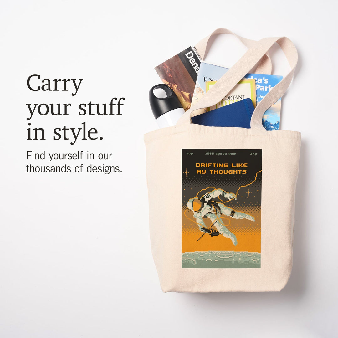 8-Bit Space Collection, Astronaut, Drifting Like My Thoughts, Tote Bag Totes Lantern Press 