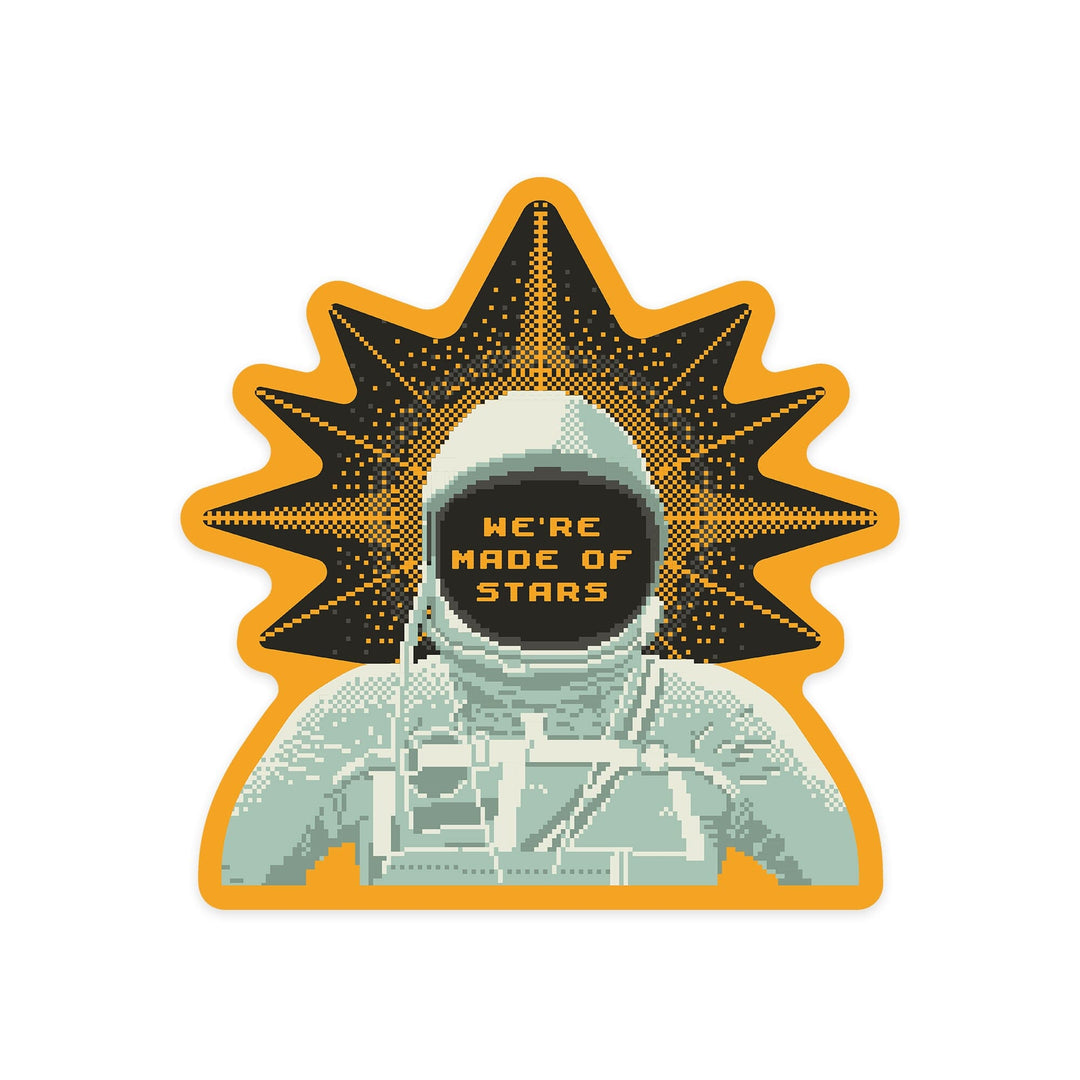 8-Bit Space Collection, Astronaut, We Are Made Of Stars, Contour, Vinyl Sticker Sticker Lantern Press 