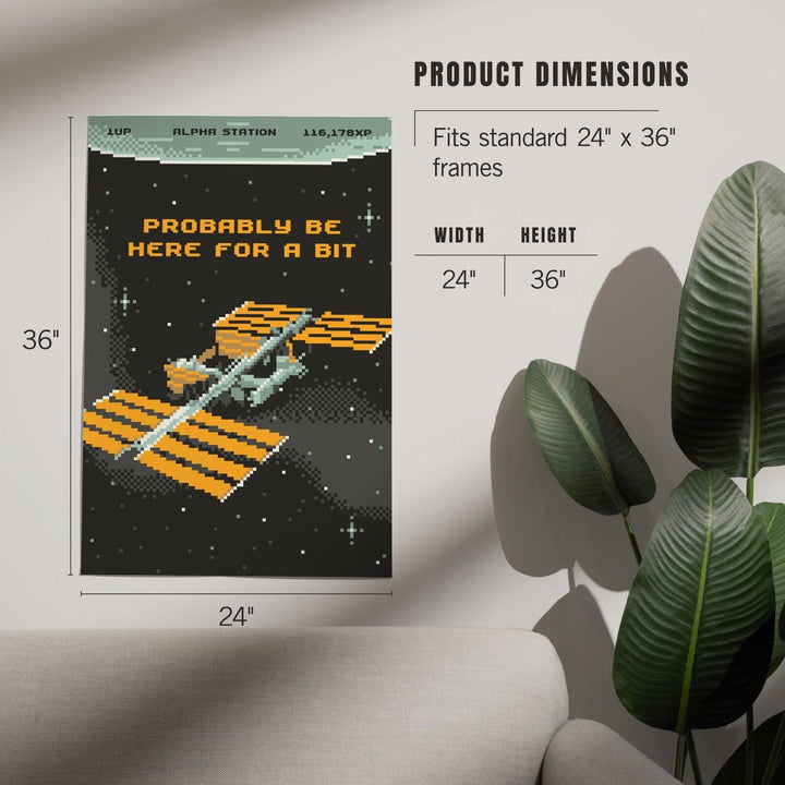 8-Bit Space Collection, International Space Station, Probably Be Here For A Bit, Art & Giclee Prints Art Lantern Press 