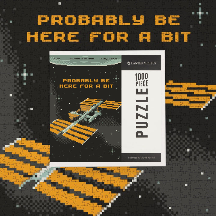 8-Bit Space Collection, International Space Station, Probably Be Here For A Bit, Jigsaw Puzzle Puzzle Lantern Press 