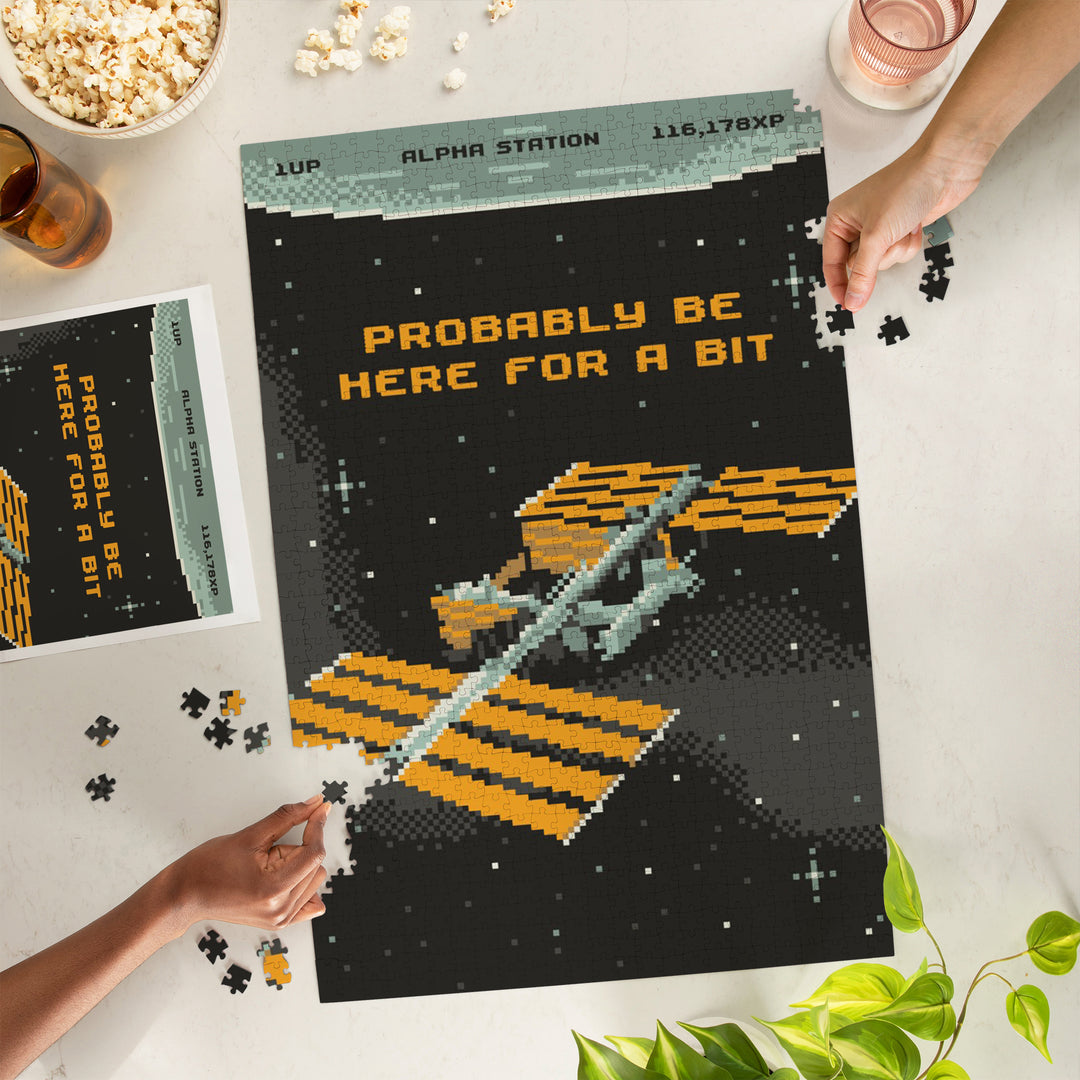 8-Bit Space Collection, International Space Station, Probably Be Here For A Bit, Jigsaw Puzzle Puzzle Lantern Press 