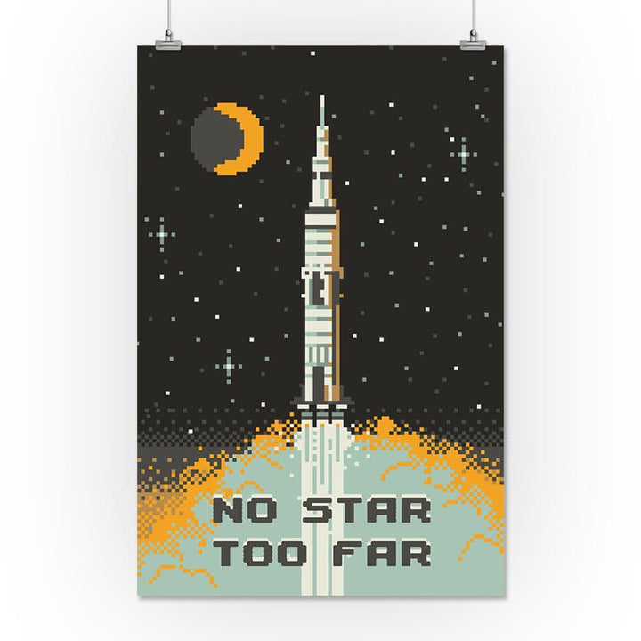 8-Bit Space Collection, Rocket, No Star Too Far, Art & Giclee Prints Art Lantern Press 16 x 24 Giclee Print 