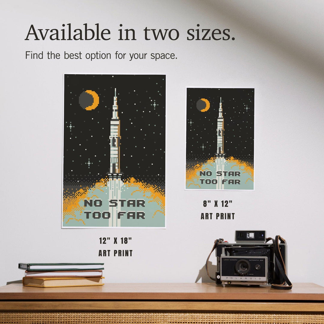 8-Bit Space Collection, Rocket, No Star Too Far, Art & Giclee Prints Art Lantern Press 