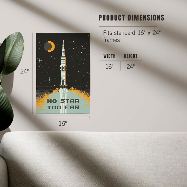 8-Bit Space Collection, Rocket, No Star Too Far, Art & Giclee Prints Art Lantern Press 