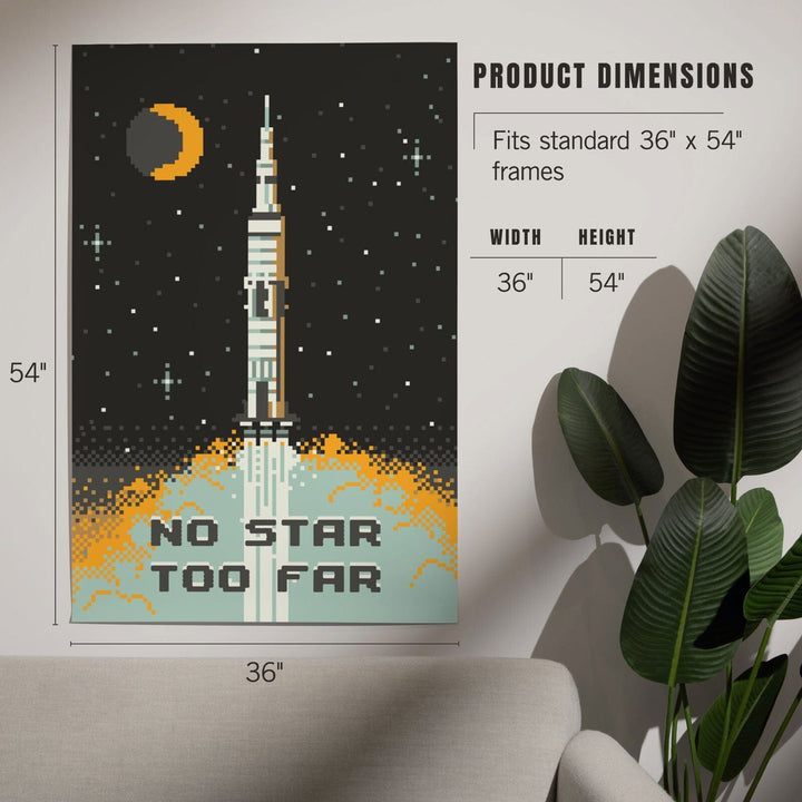 8-Bit Space Collection, Rocket, No Star Too Far, Art & Giclee Prints Art Lantern Press 