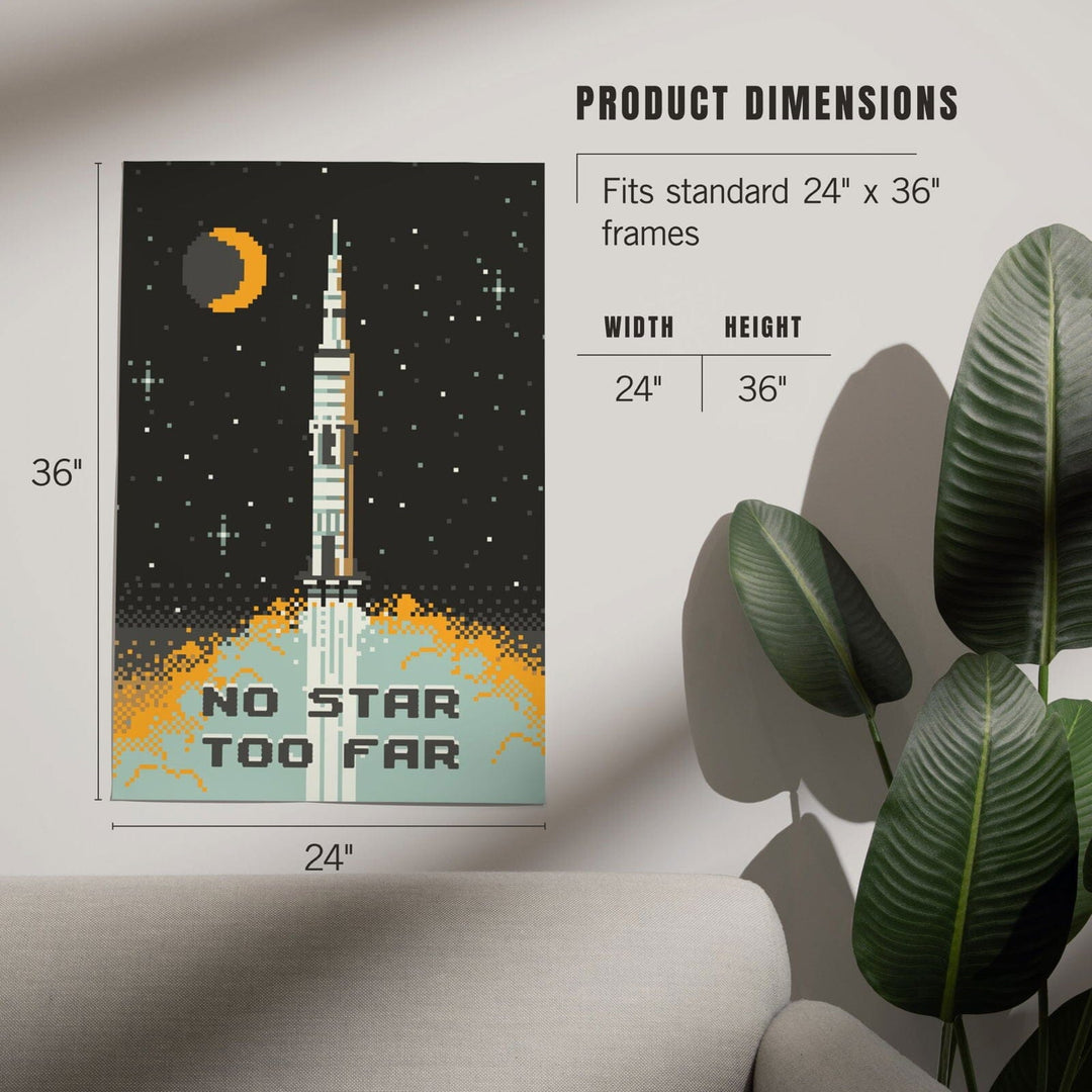 8-Bit Space Collection, Rocket, No Star Too Far, Art & Giclee Prints Art Lantern Press 