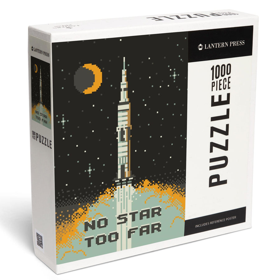 8-Bit Space Collection, Rocket, No Star Too Far, Jigsaw Puzzle Puzzle Lantern Press 