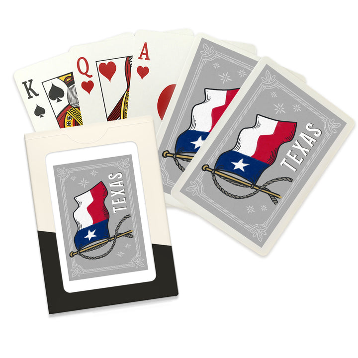 Playing Cards, Texas, Waving State Flag, State Series, 52 Card Deck with Jokers in Box, Unique Art