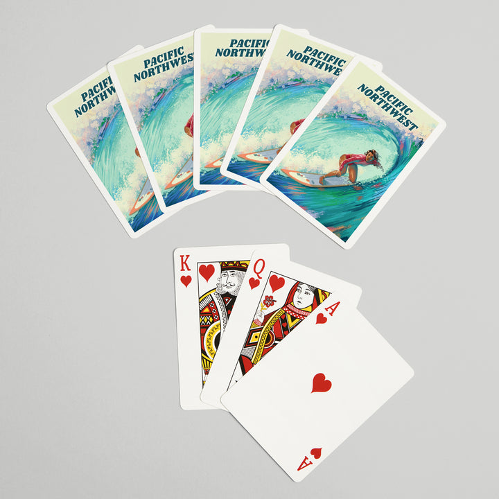 Playing Cards, Pacific Northwest, Vitamin Sea, Coastal Series, Surfer Girl, 52 Card Deck with Jokers in Box, Unique Art
