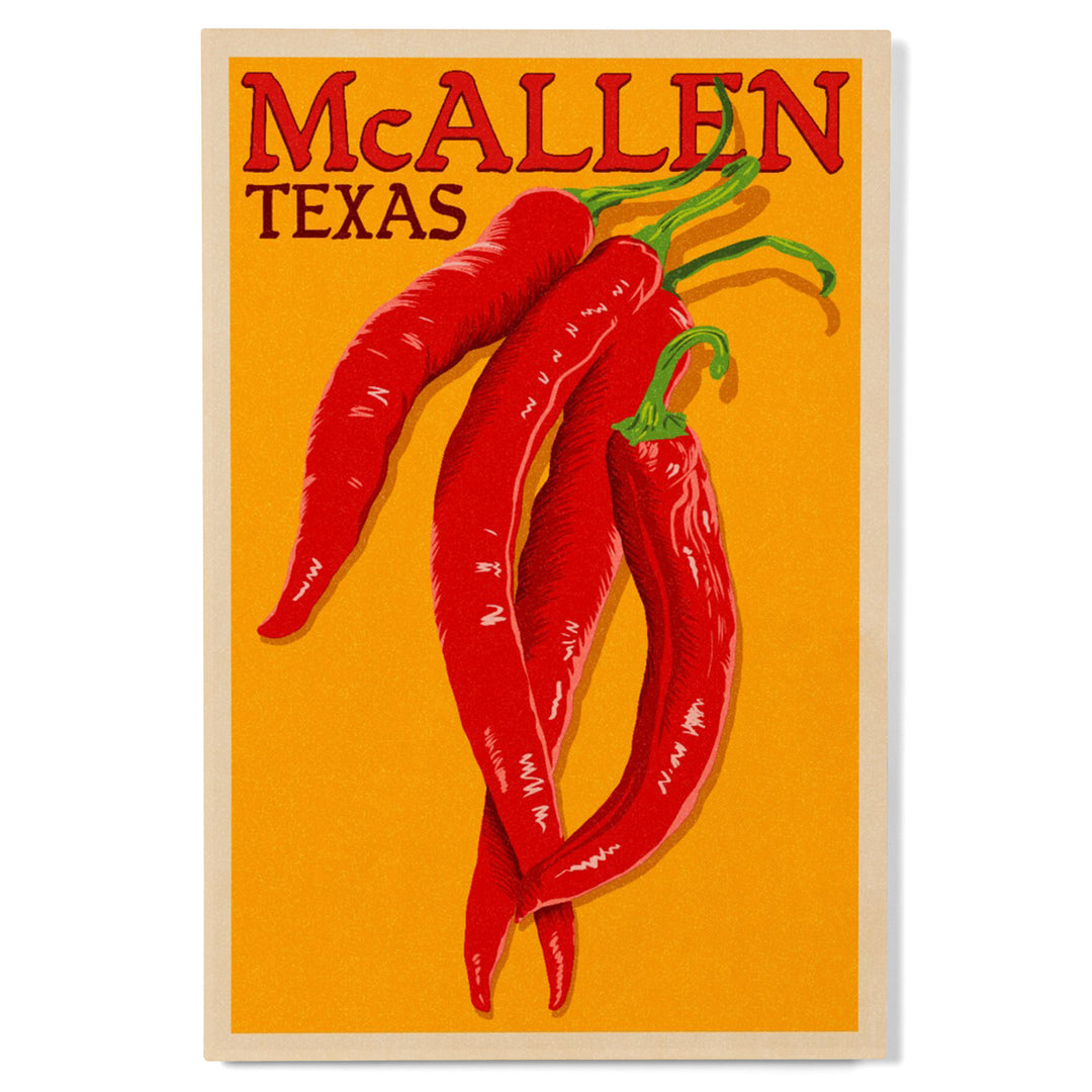 Texas, Red Chiles, Letterpress, Lantern Press Artwork, Wood Signs and Postcards