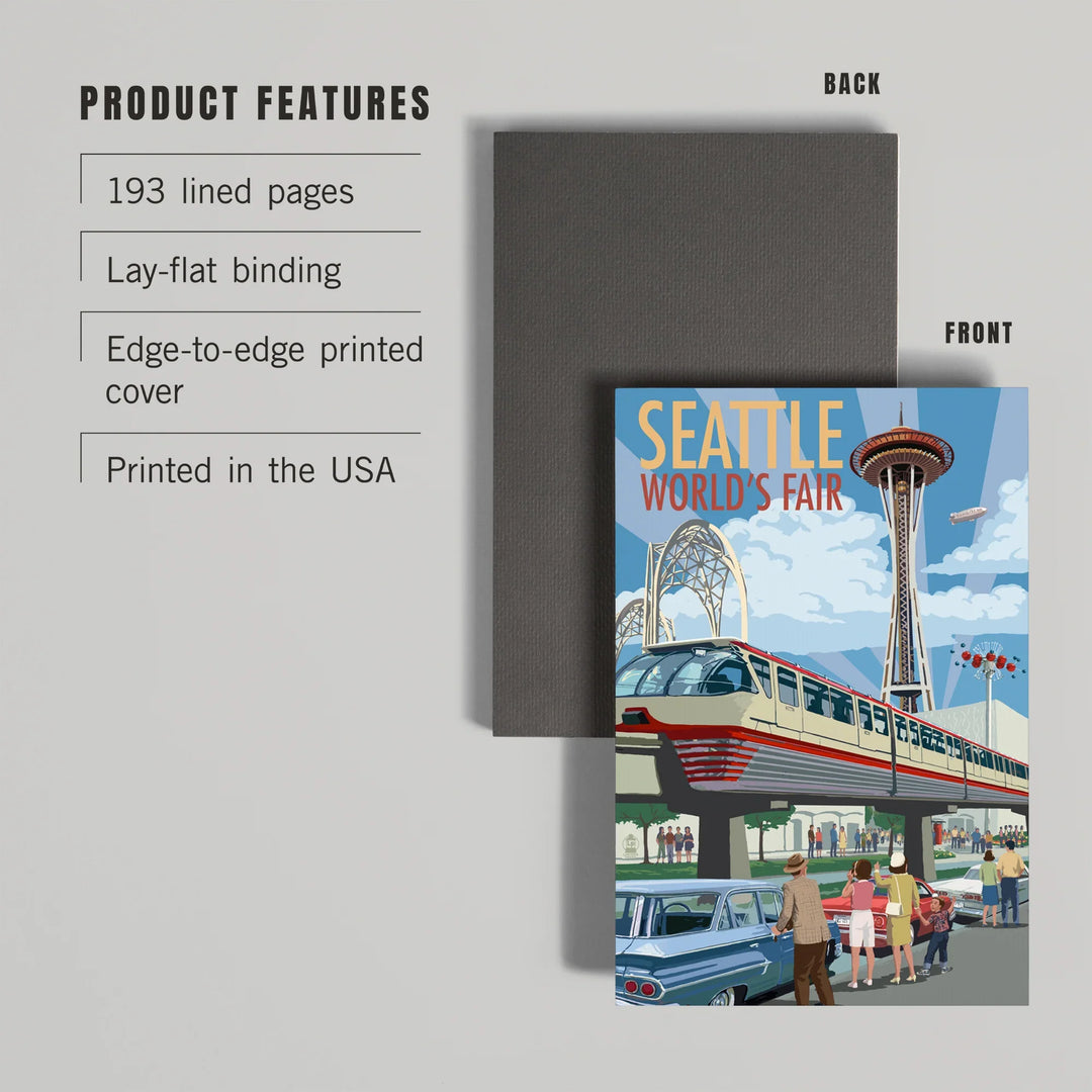 Lined 6x9 Journal, Seattle, Washington, Space Needle Opening Day Scene, Lay Flat, 193 Pages, FSC paper