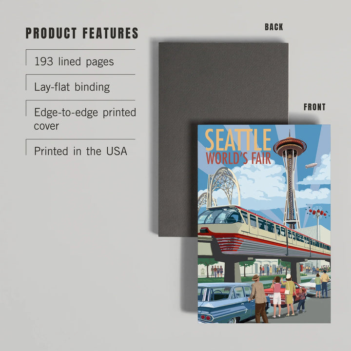 Lined 6x9 Journal, Seattle, Washington, Space Needle Opening Day Scene, Lay Flat, 193 Pages, FSC paper