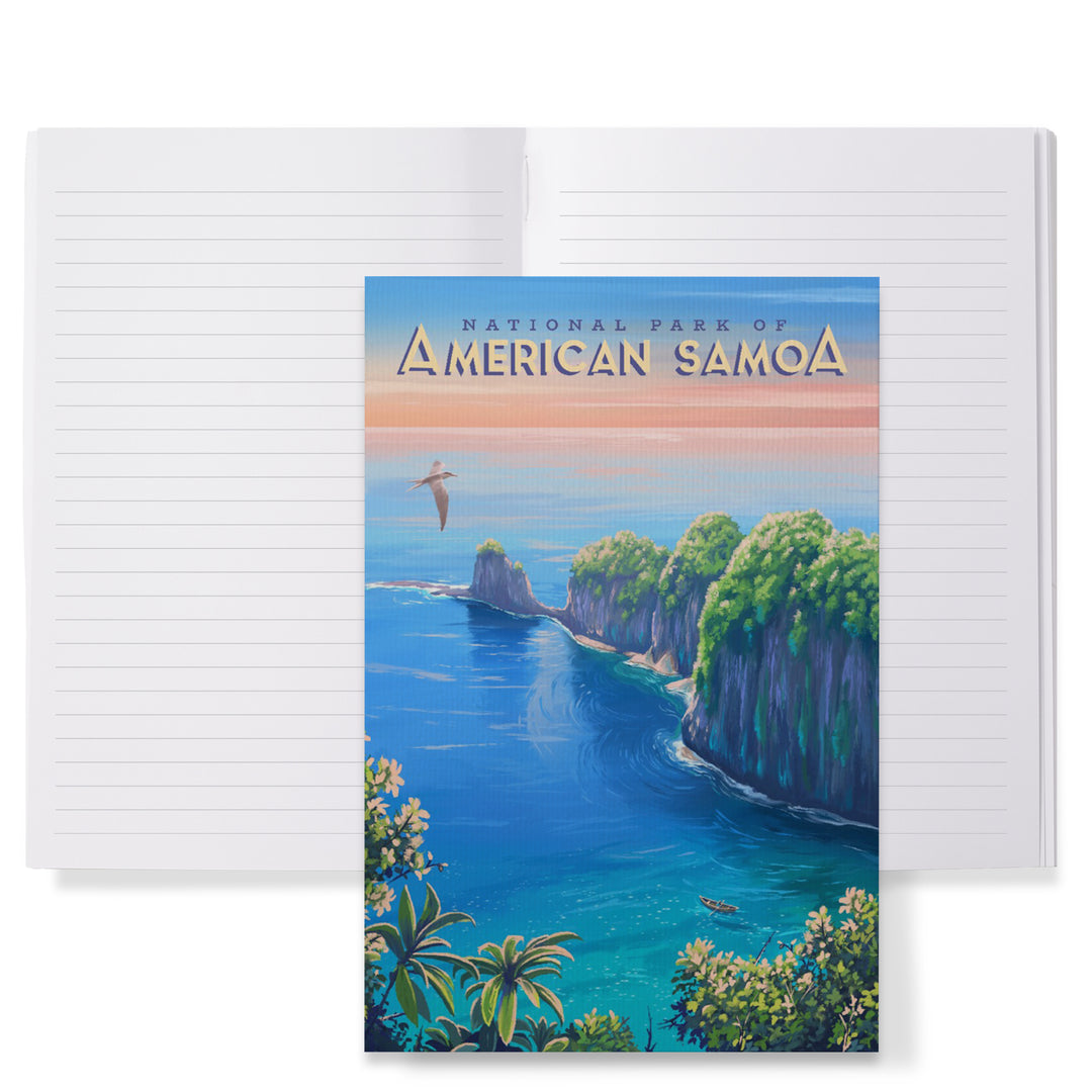 Lined 6x9 Journal, National Park of American Samoa, Oil Painting, Lay Flat, 193 Pages, FSC paper