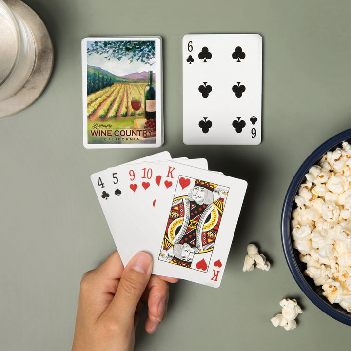 Playing Cards, Livermore, California, Wine Country, 52 Card Deck with Jokers in Box, Unique Art