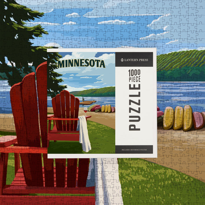 Roseville, Minnesota, Painterly, Lake Shore, Jigsaw Puzzle